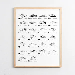 ABC Alphabet Mountains Art Print - 11x14 by Tim Plus April