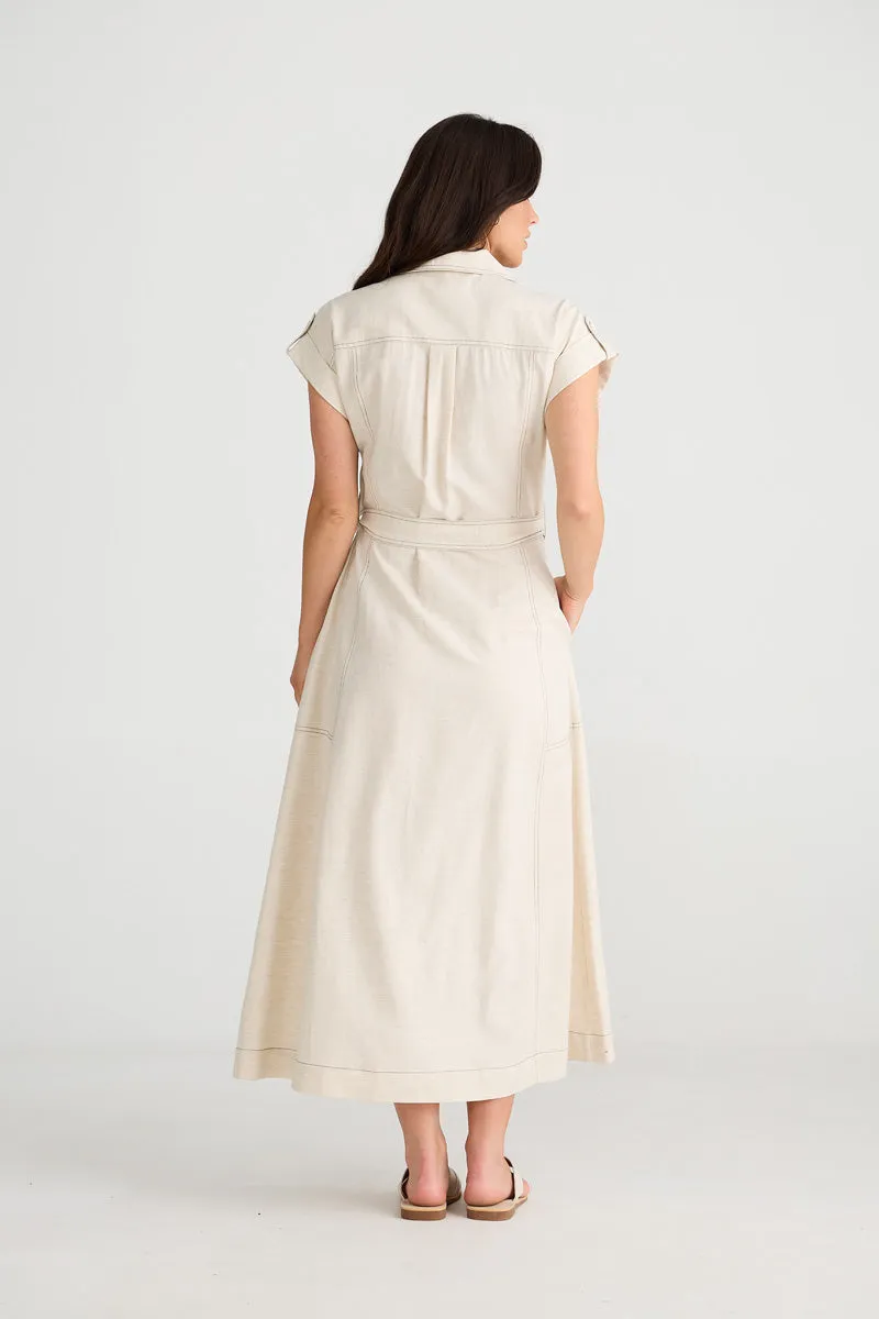 BRAVE & TRUE Portia Natural Linen Blend Dress