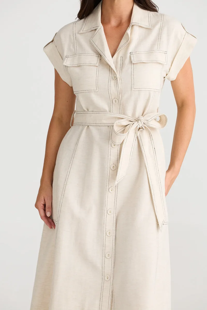 BRAVE & TRUE Portia Natural Linen Blend Dress
