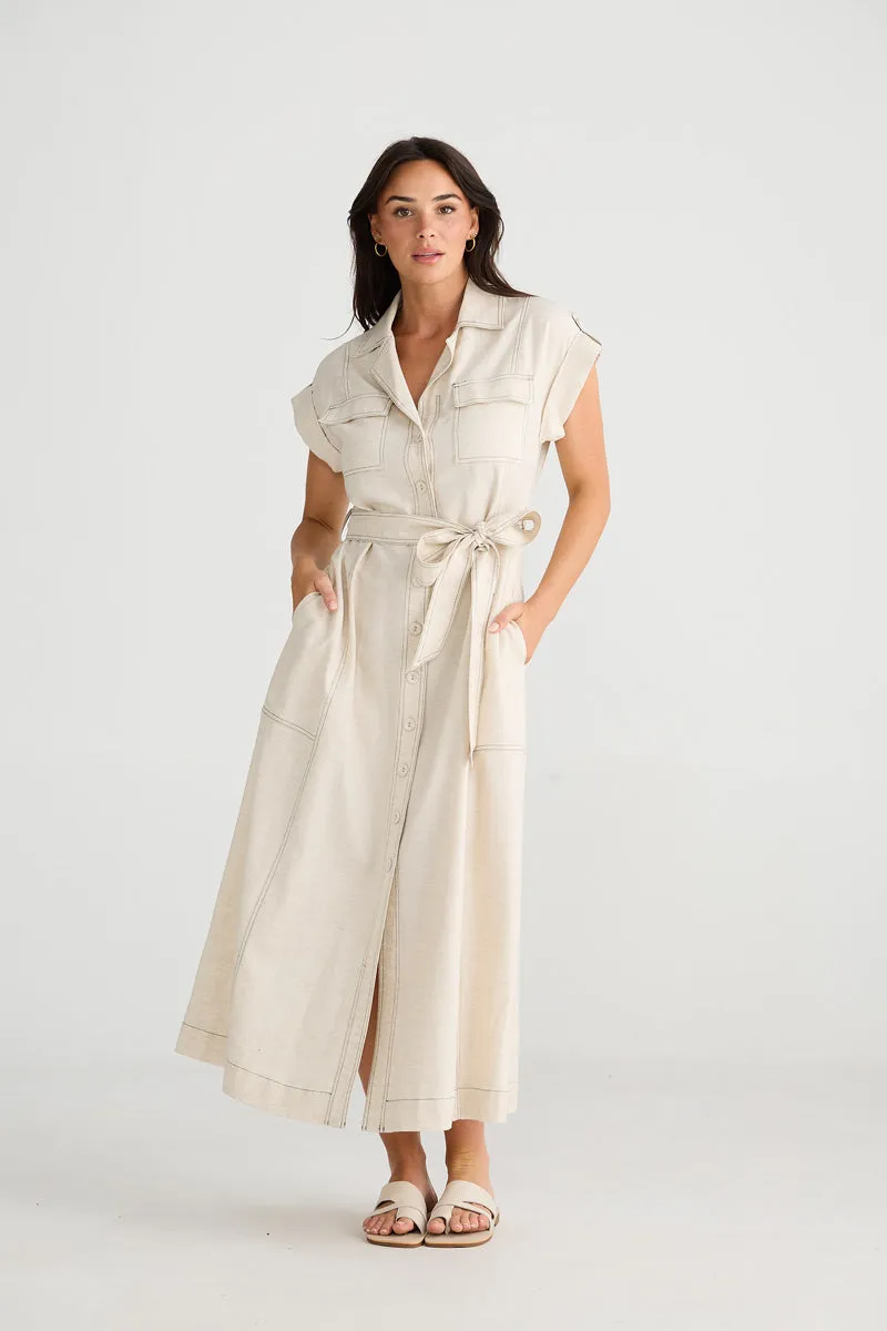 BRAVE & TRUE Portia Natural Linen Blend Dress