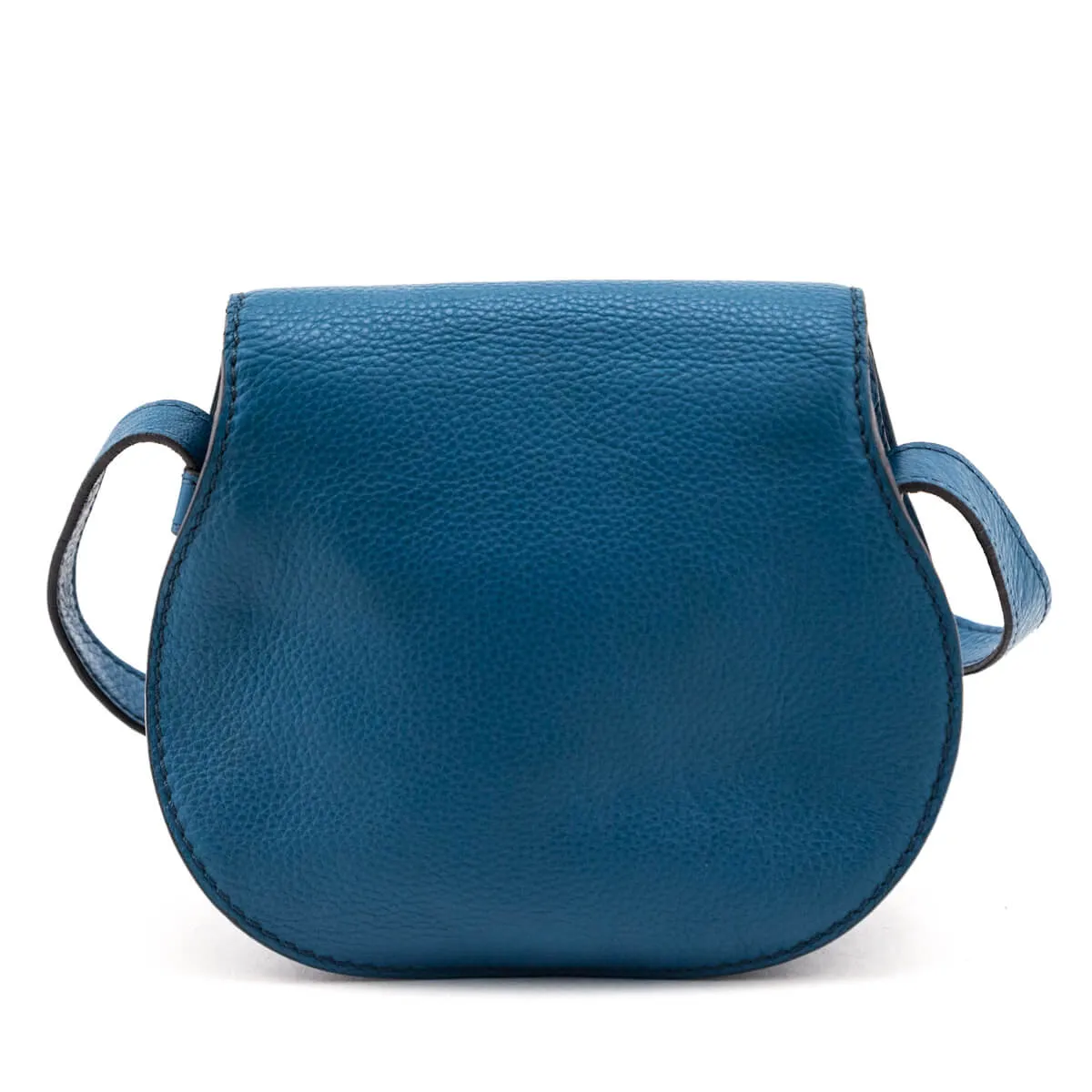 Chloe Teal Grained Calfskin Small Marcie Saddle Crossbody