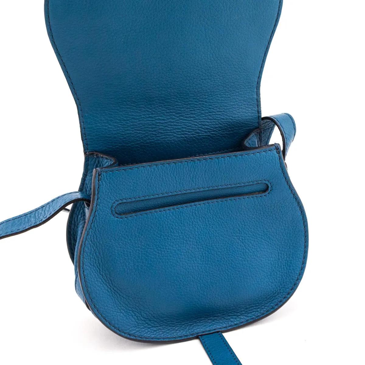 Chloe Teal Grained Calfskin Small Marcie Saddle Crossbody