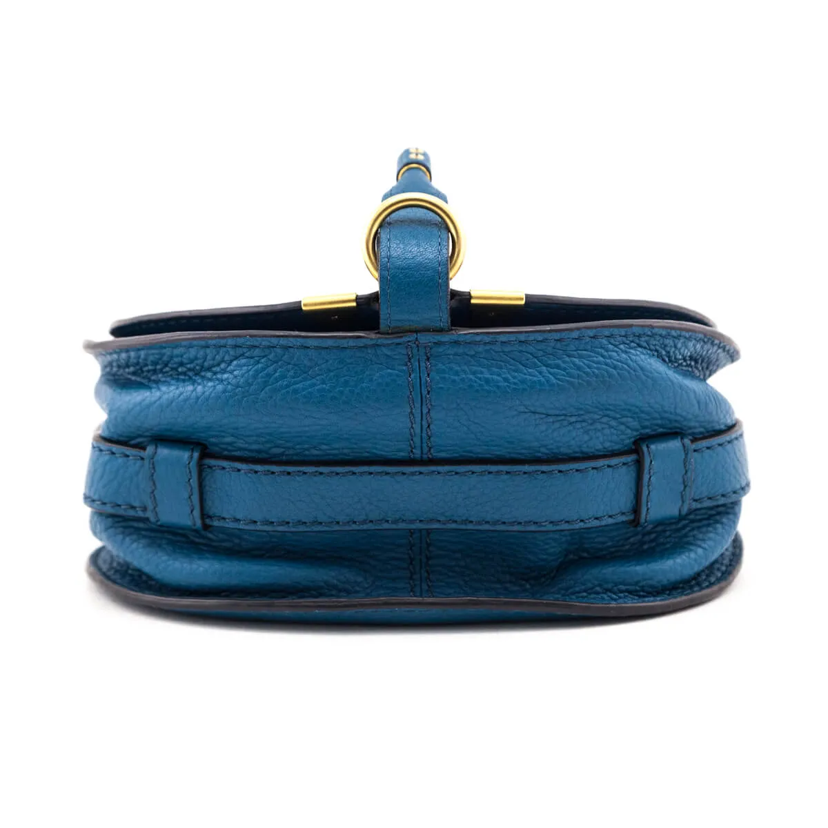 Chloe Teal Grained Calfskin Small Marcie Saddle Crossbody