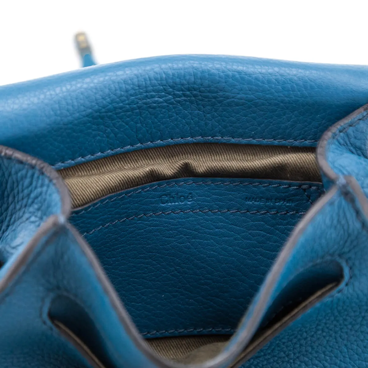 Chloe Teal Grained Calfskin Small Marcie Saddle Crossbody