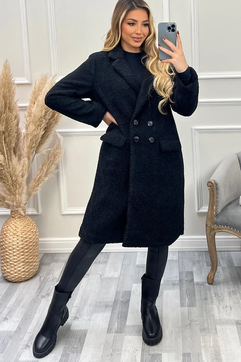 Dionne Black Faux Fur Longline Jacket