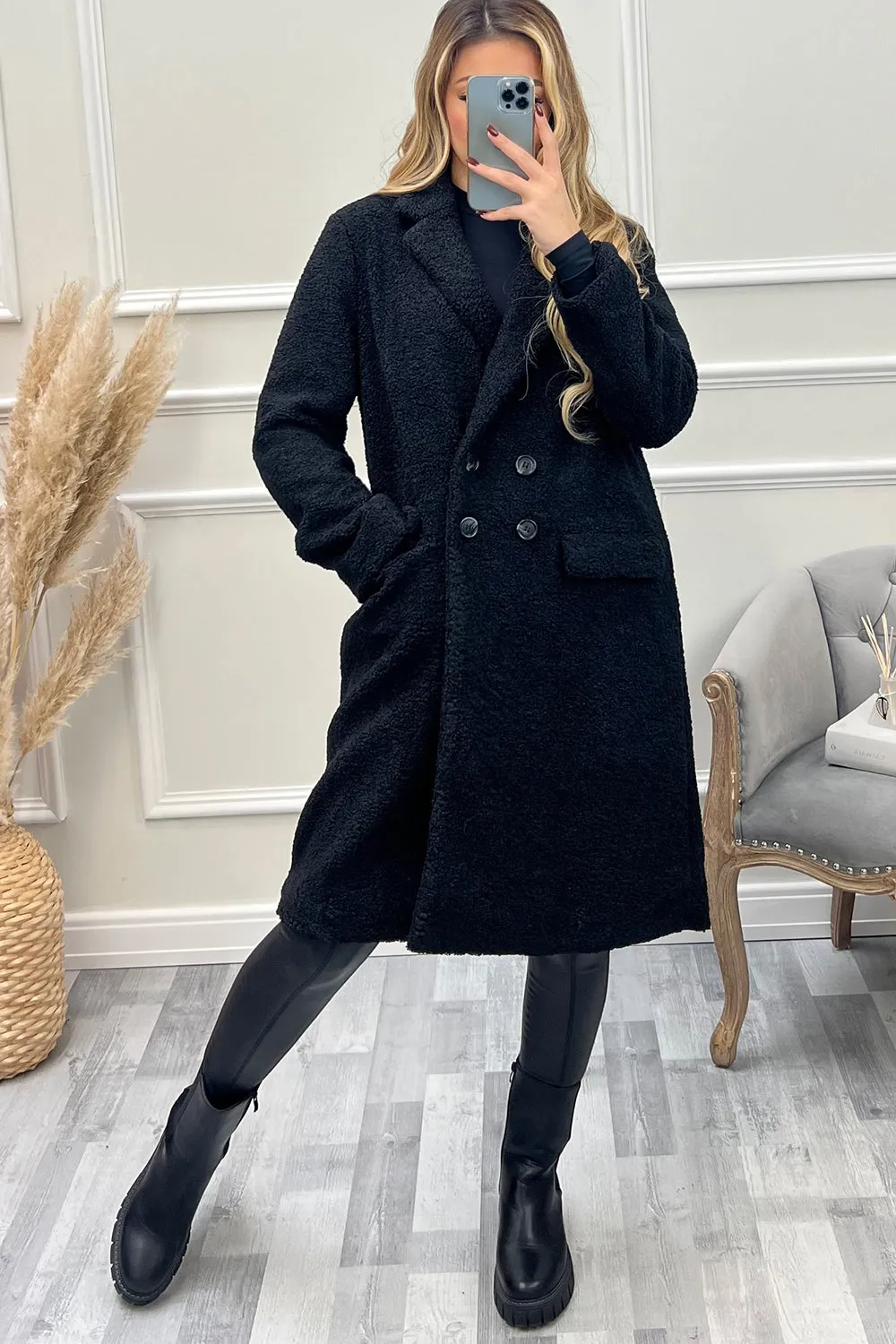Dionne Black Faux Fur Longline Jacket