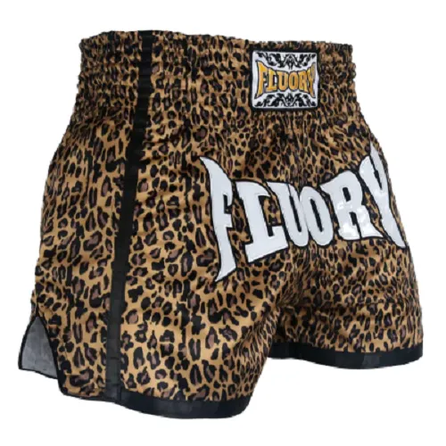 Fluory Leopard Print Retro Muay Thai Shorts