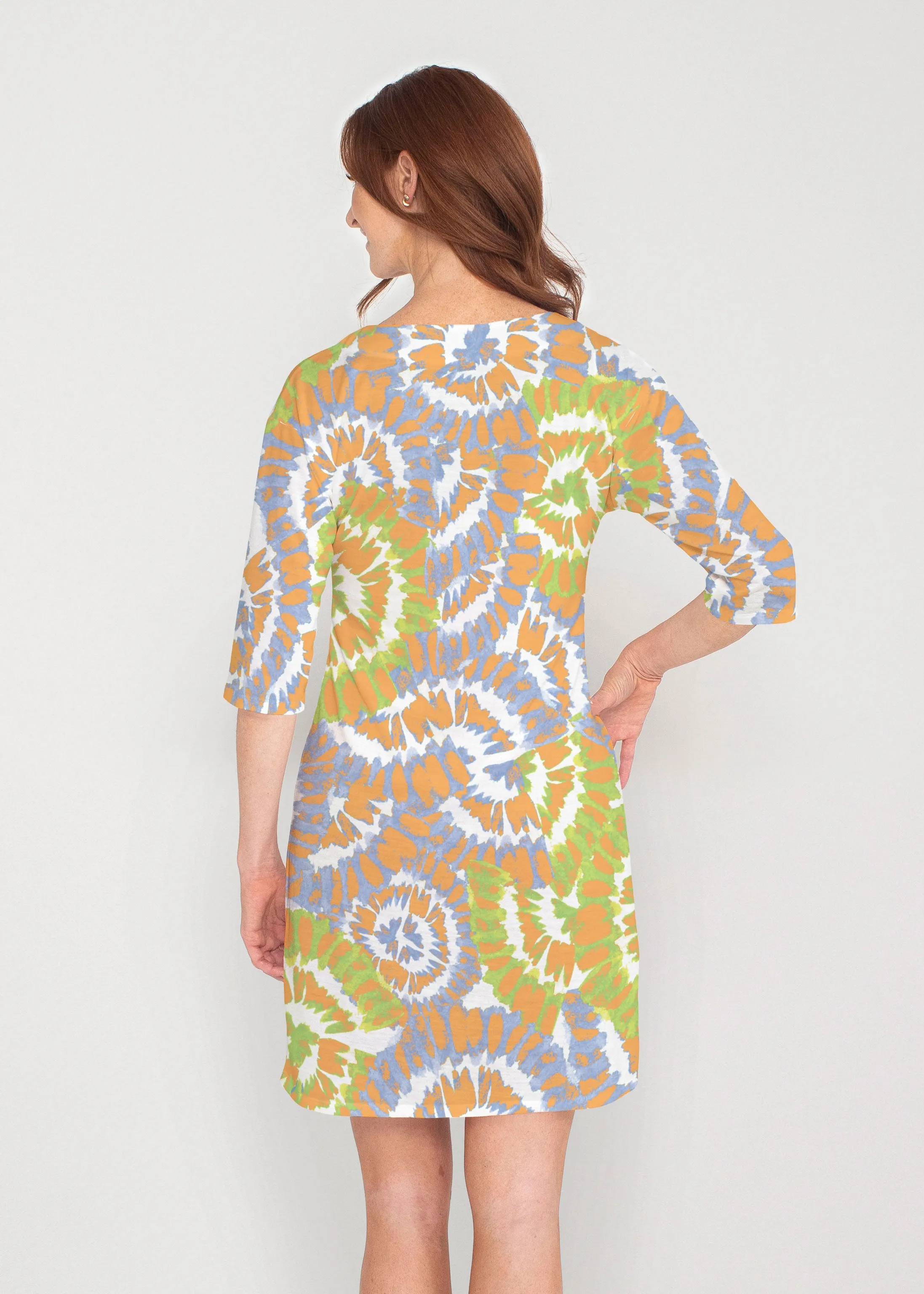 Funky Town (17277) ~ Drop Shoulder 3/4 Sleeve V-Neck Dress