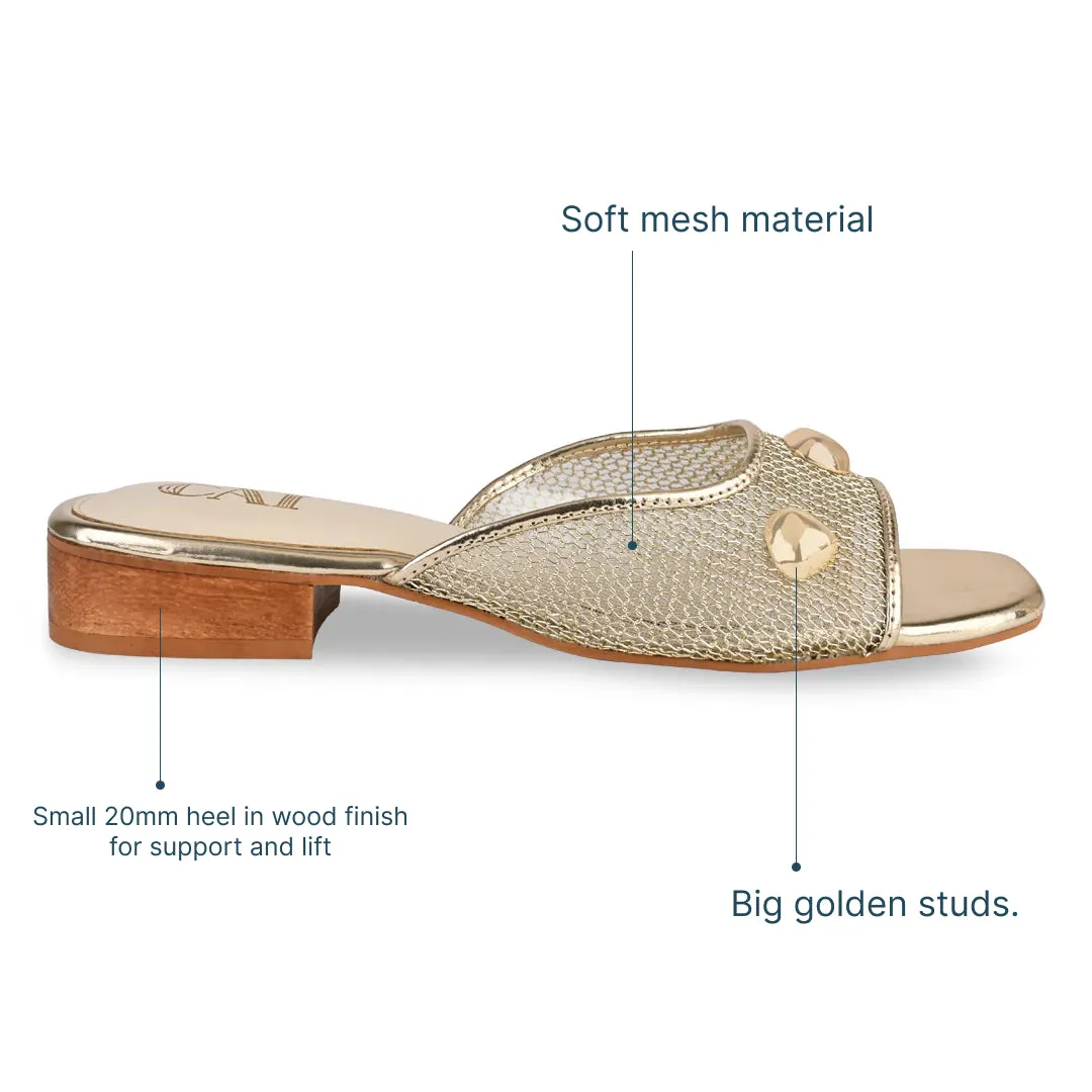 Gold Mesh Rivet Heel