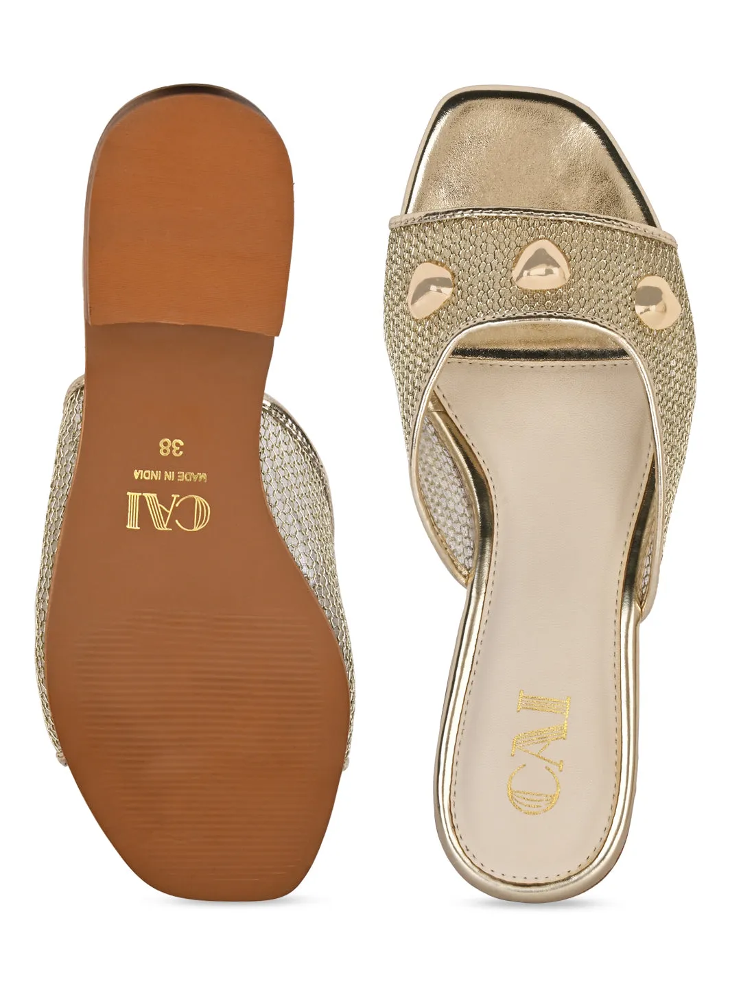 Gold Mesh Rivet Heel