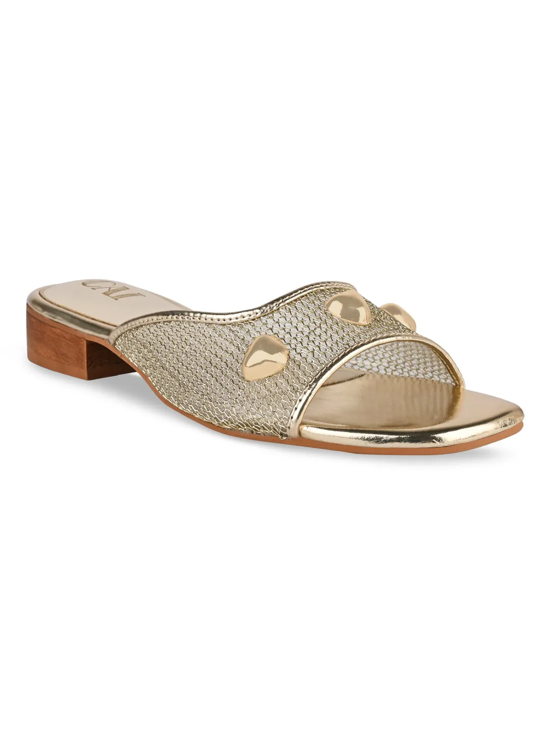 Gold Mesh Rivet Heel