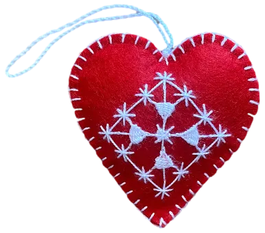 Heart-Shaped Felt Christmas Ornaments "Snowflake"