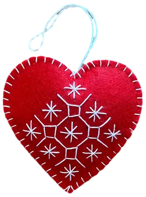 Heart-Shaped Felt Christmas Ornaments "Snowflake"