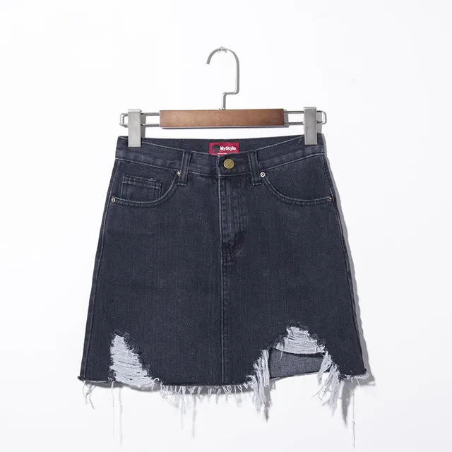 Ice Blue Casual Denim Skirt