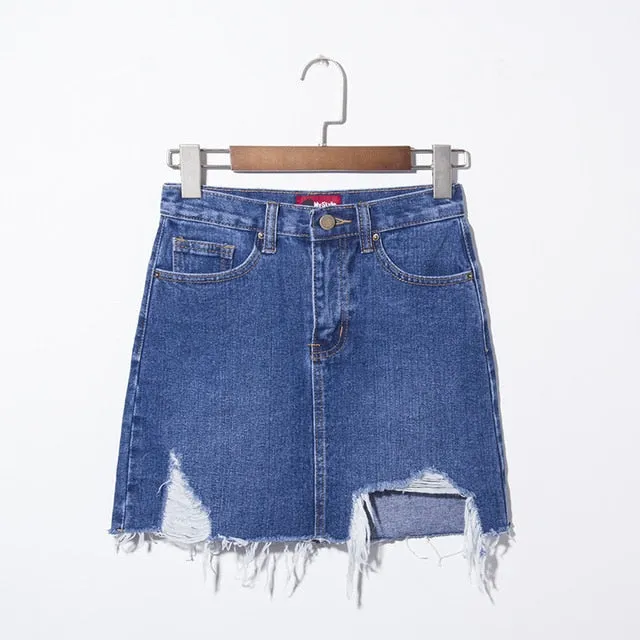 Ice Blue Casual Denim Skirt