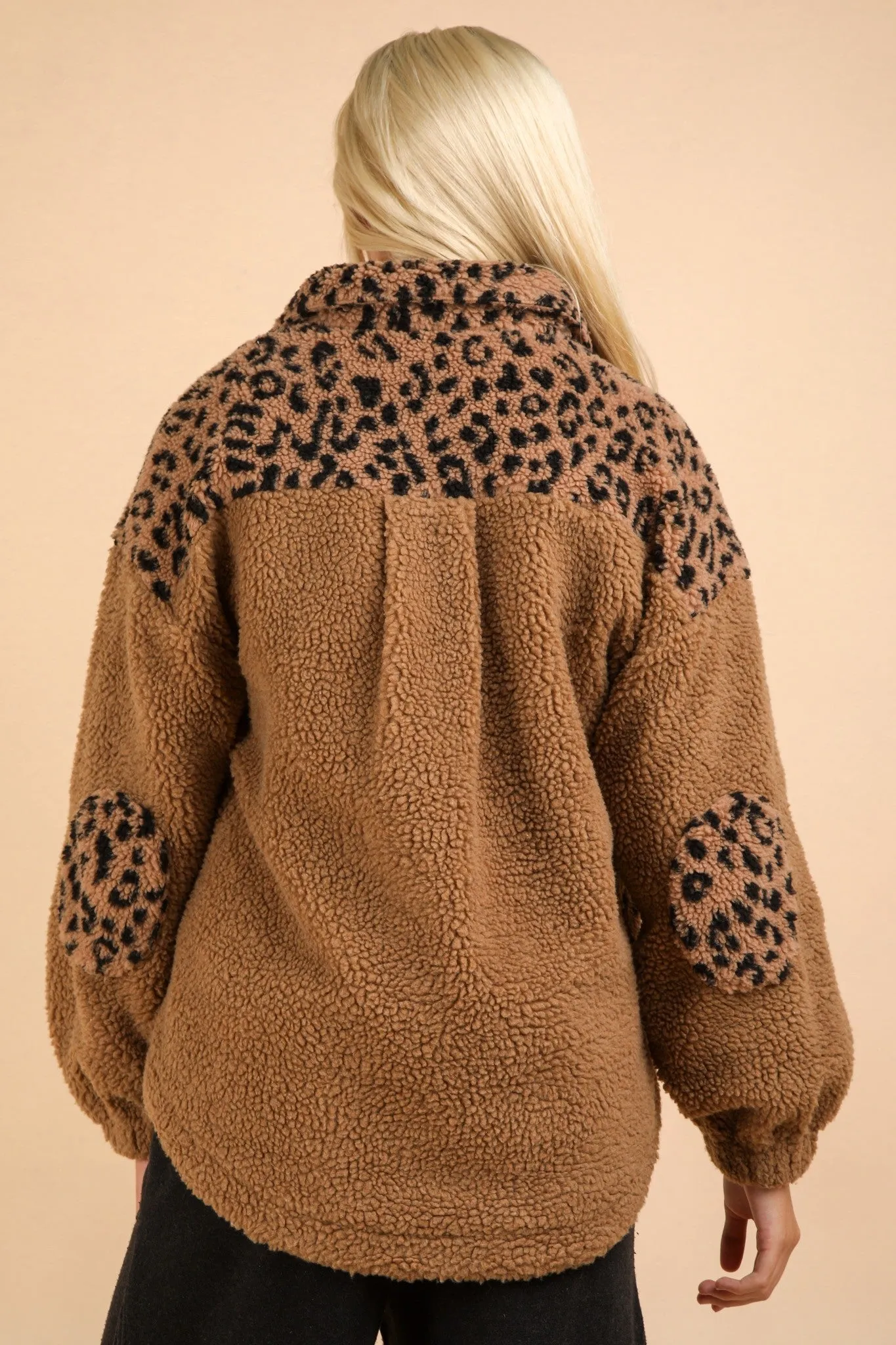 Leopard Fleece Jacket - Caramel