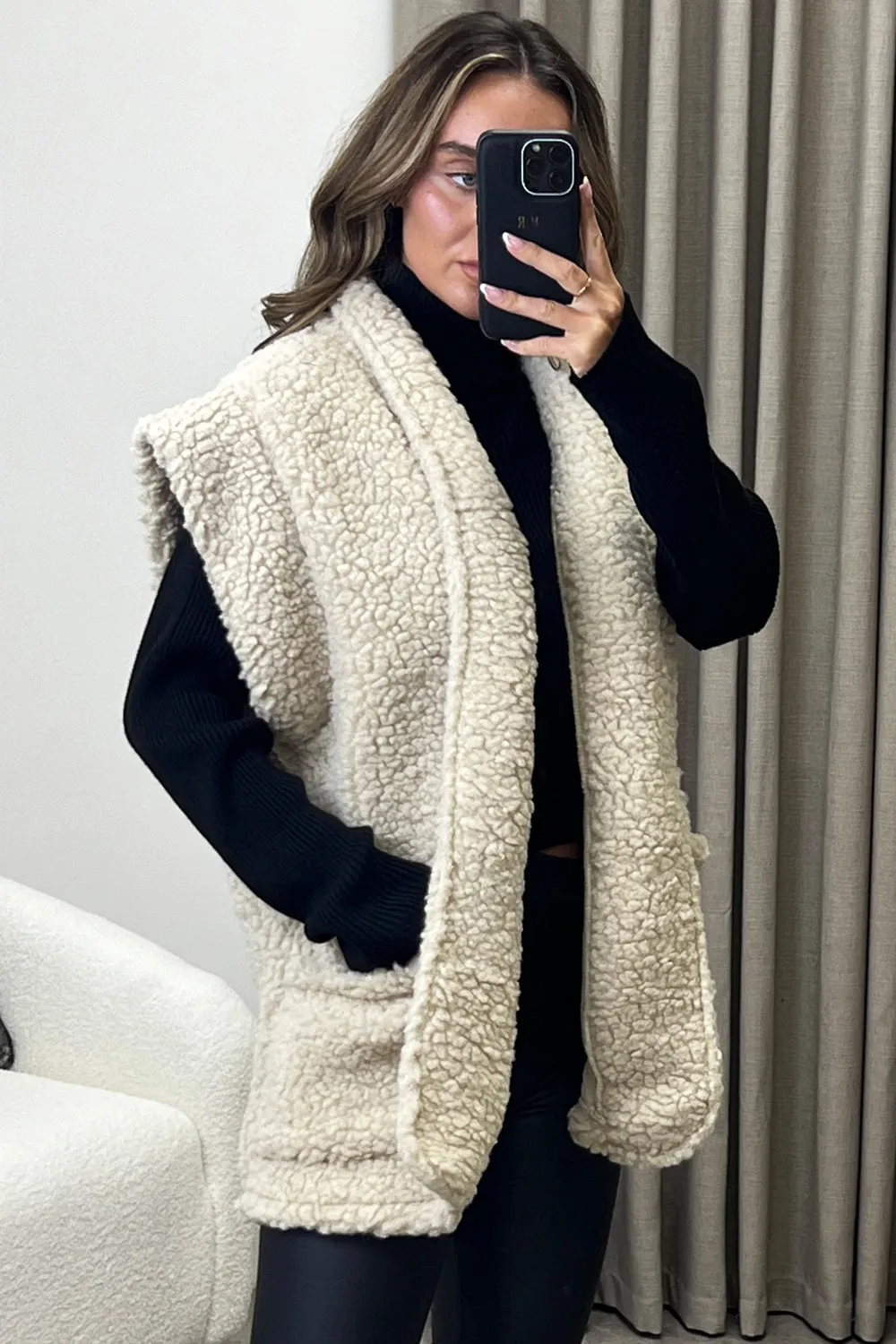 Myleen Beige Teddy Faux Fur Gilet
