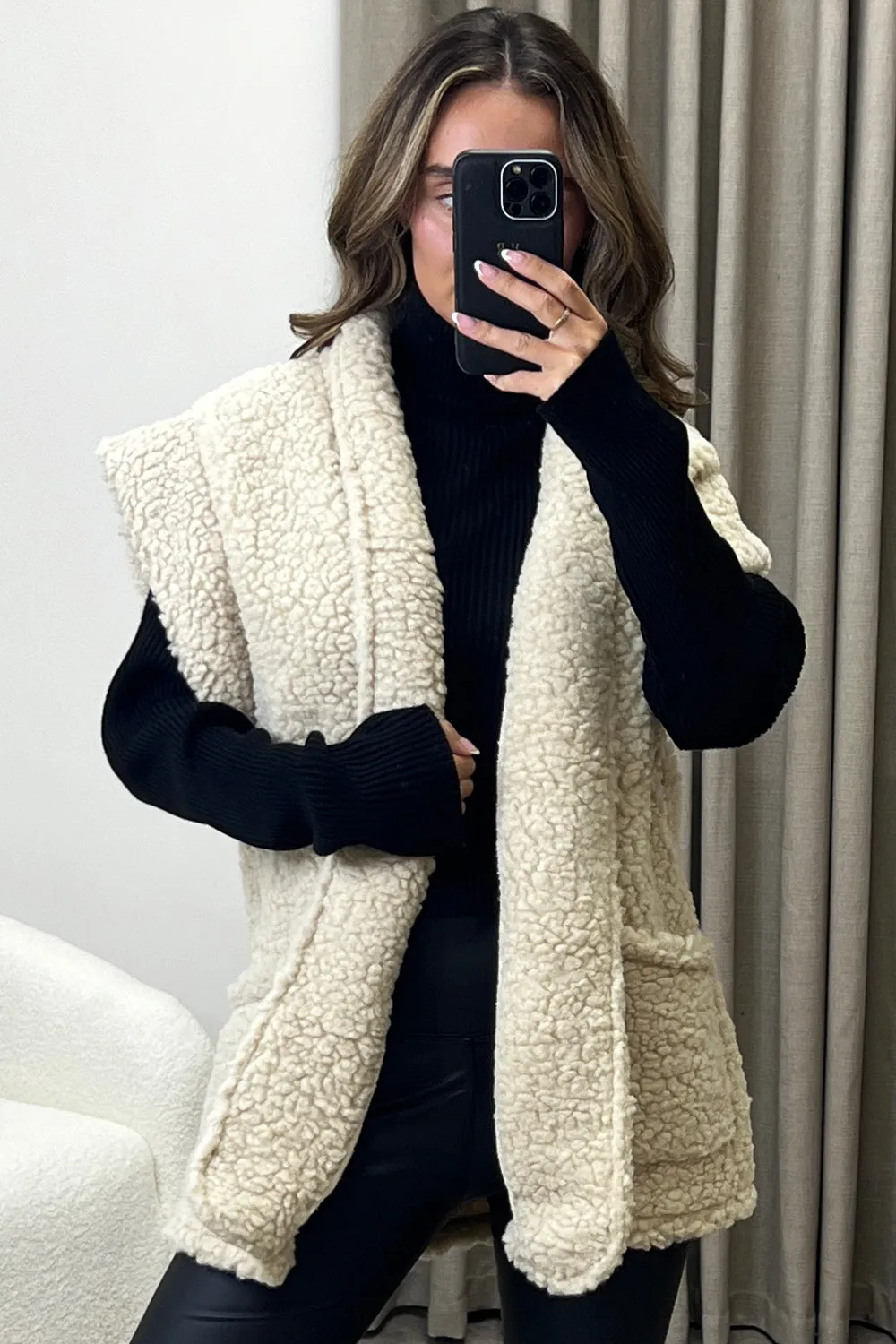 Myleen Beige Teddy Faux Fur Gilet
