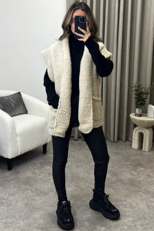 Myleen Beige Teddy Faux Fur Gilet