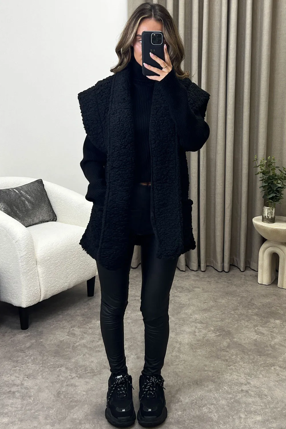 Myleen Black Teddy Faux Fur Gilet