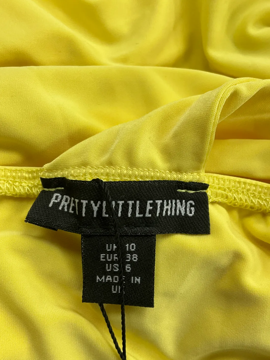 PrettyLittleThing Premium Yellow Double Layer Mini Skirt UK 10
