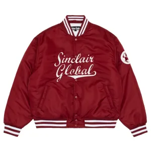 Sinclair Script Satin Jacket - Maroon