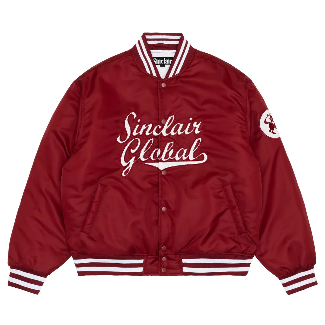 Sinclair Script Satin Jacket - Maroon